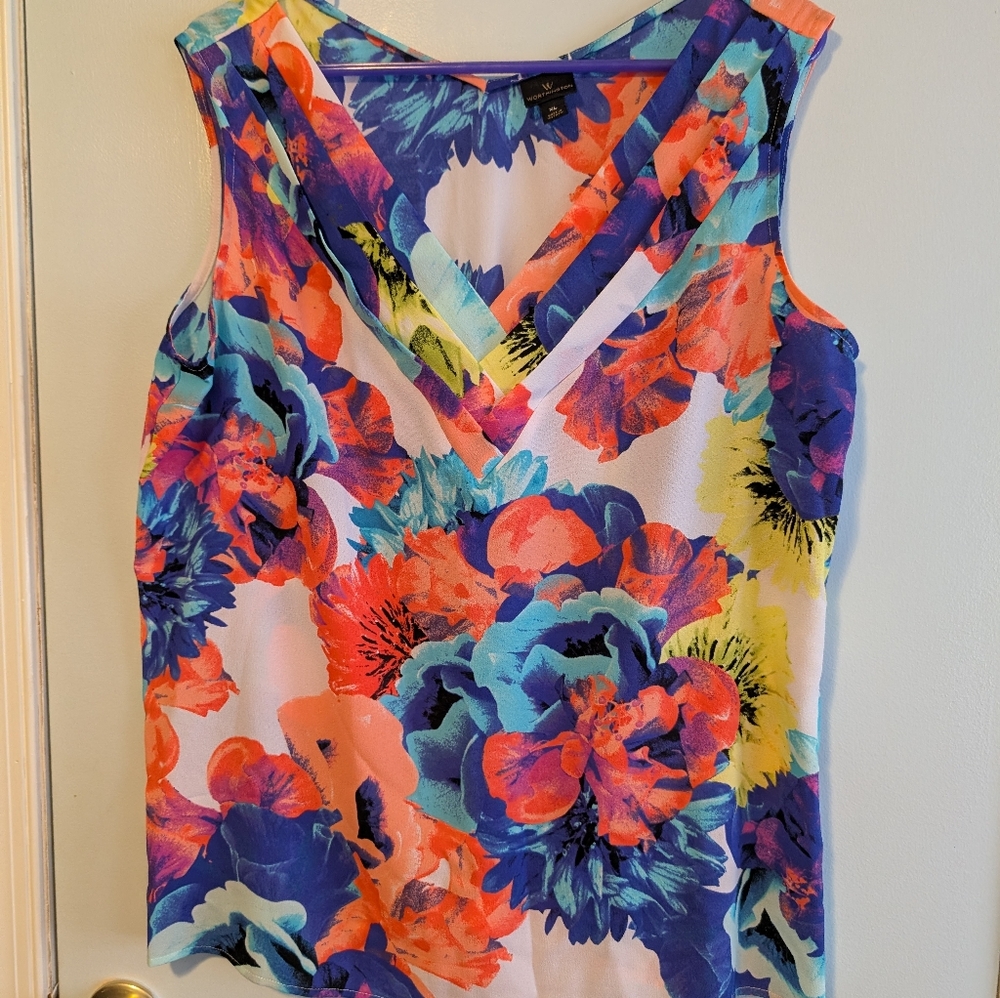 Worthington Multicolor Floral V-Neck Blouse